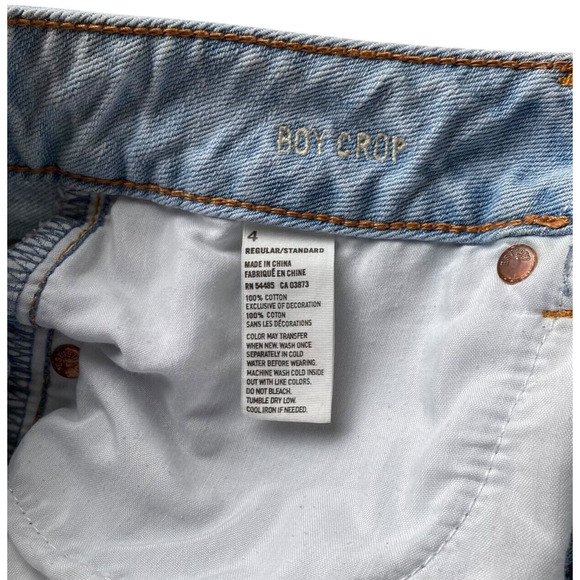 American Eagle Jeans Womens Size 4 Boy Crop Blue Light Wash Button Fly25" Inseam - Picture 9 of 16